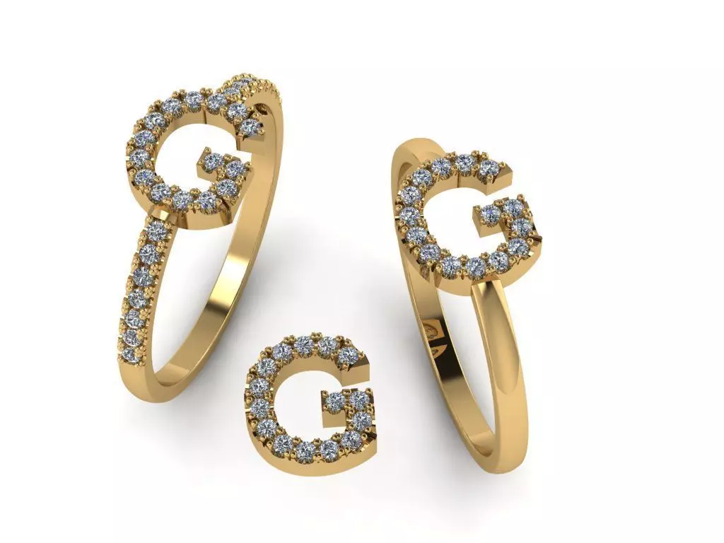 Alphabet letter ring G 3D print model_0