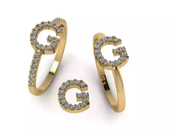 Alphabet letter ring G 3D print model