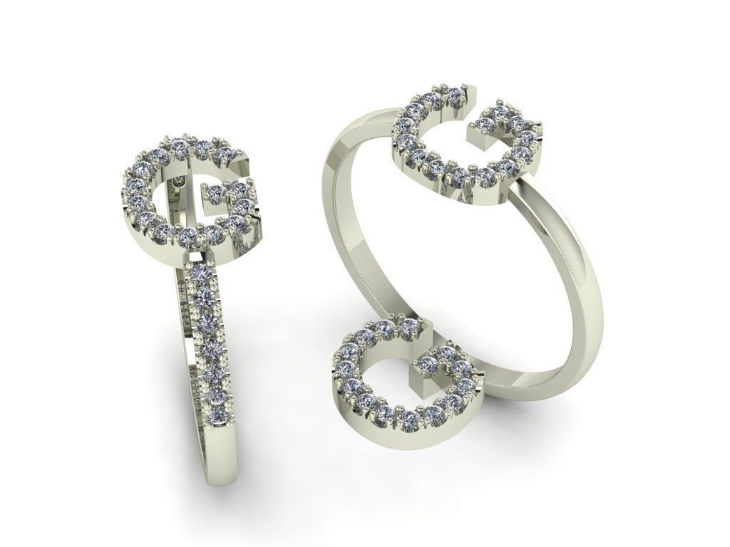 Alphabet letter ring G 3D print model_7