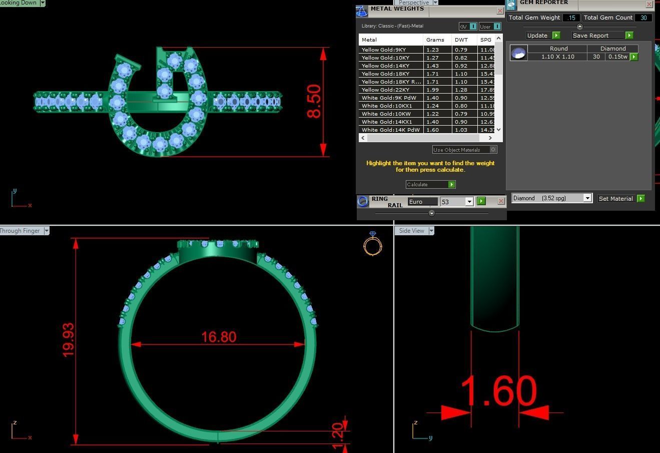 Alphabet letter ring G 3D print model_3