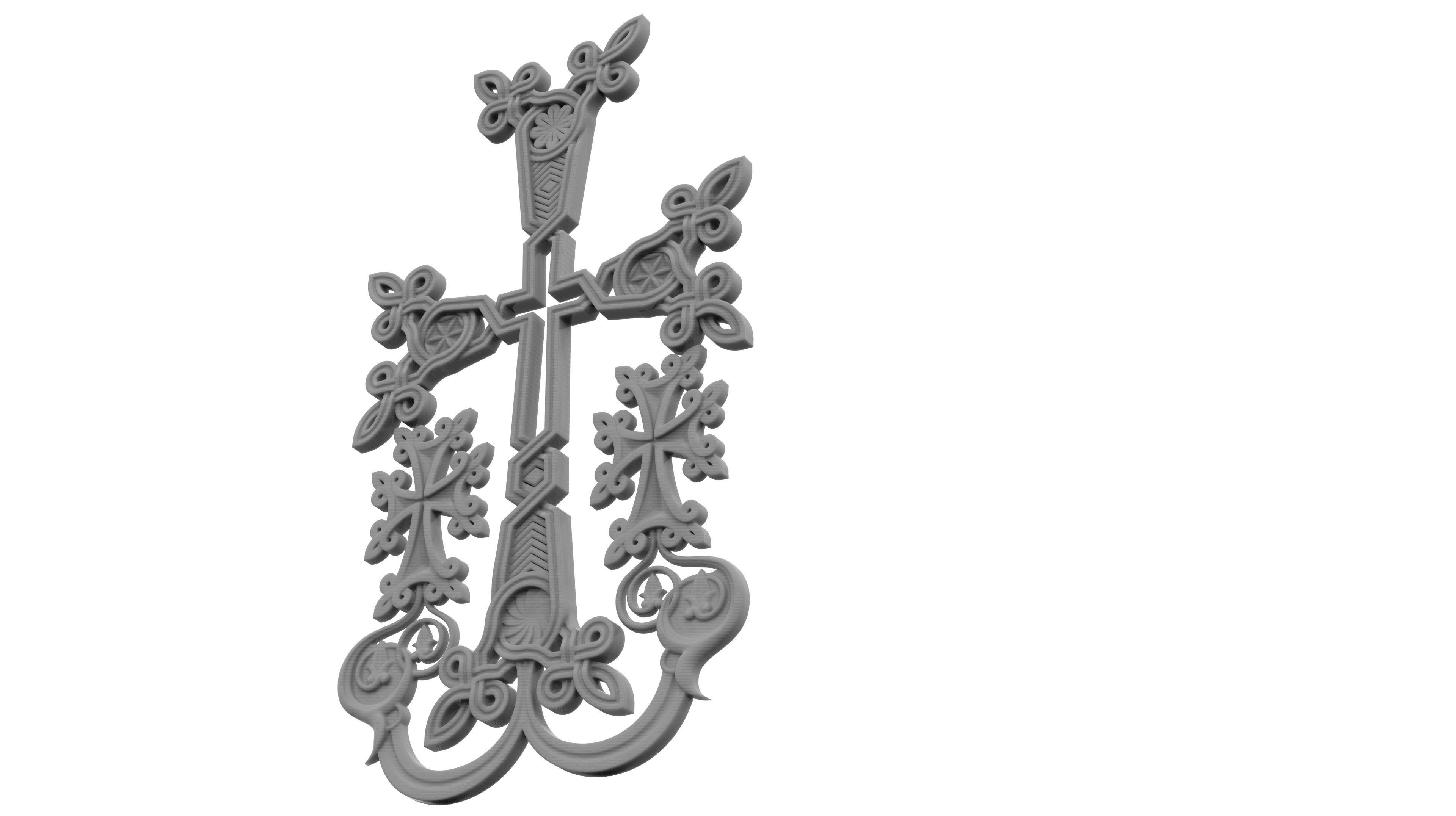 Armenian infinity cross 3D print model_3