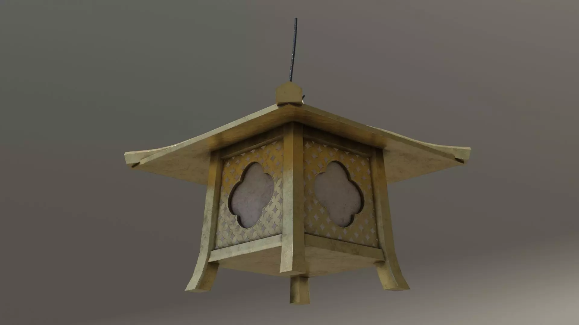 Japanese Golden Lamp Low-poly 3D model