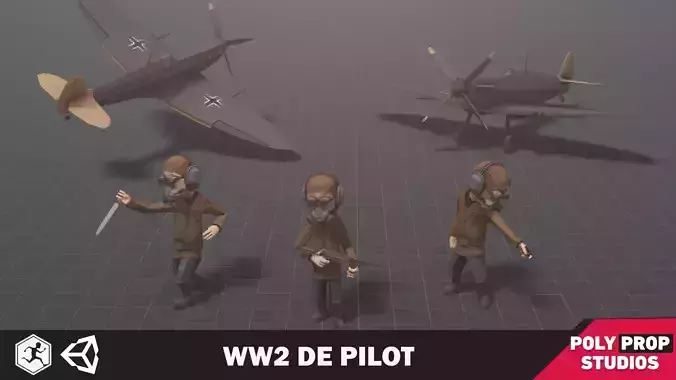 WW2 DE Pilot Low-poly 3D model