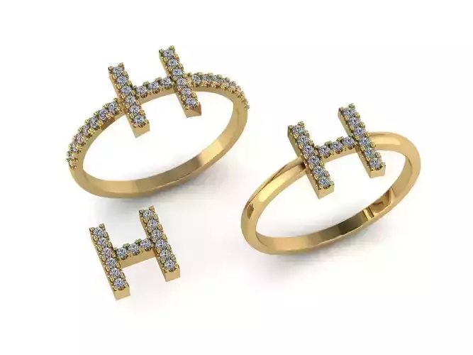 Alphabet letter ring H 3D print model