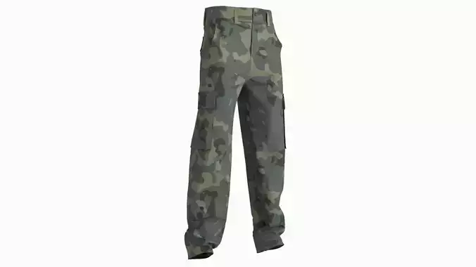Cargo pants combat green 3D model