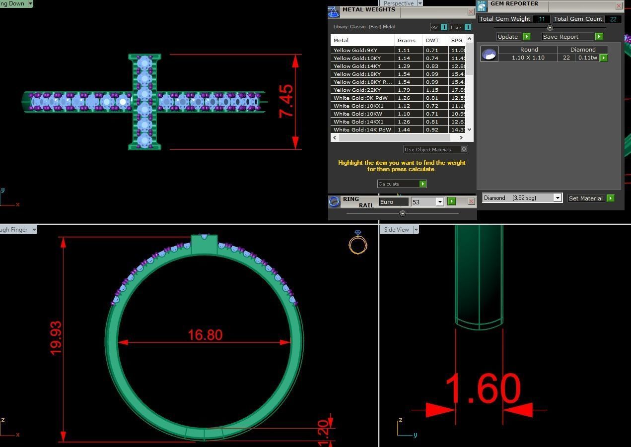Alphabet letter ring I 3D print model_3