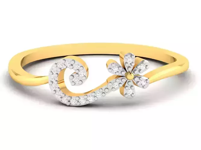 Women flower Band Ring 3dm render detail 