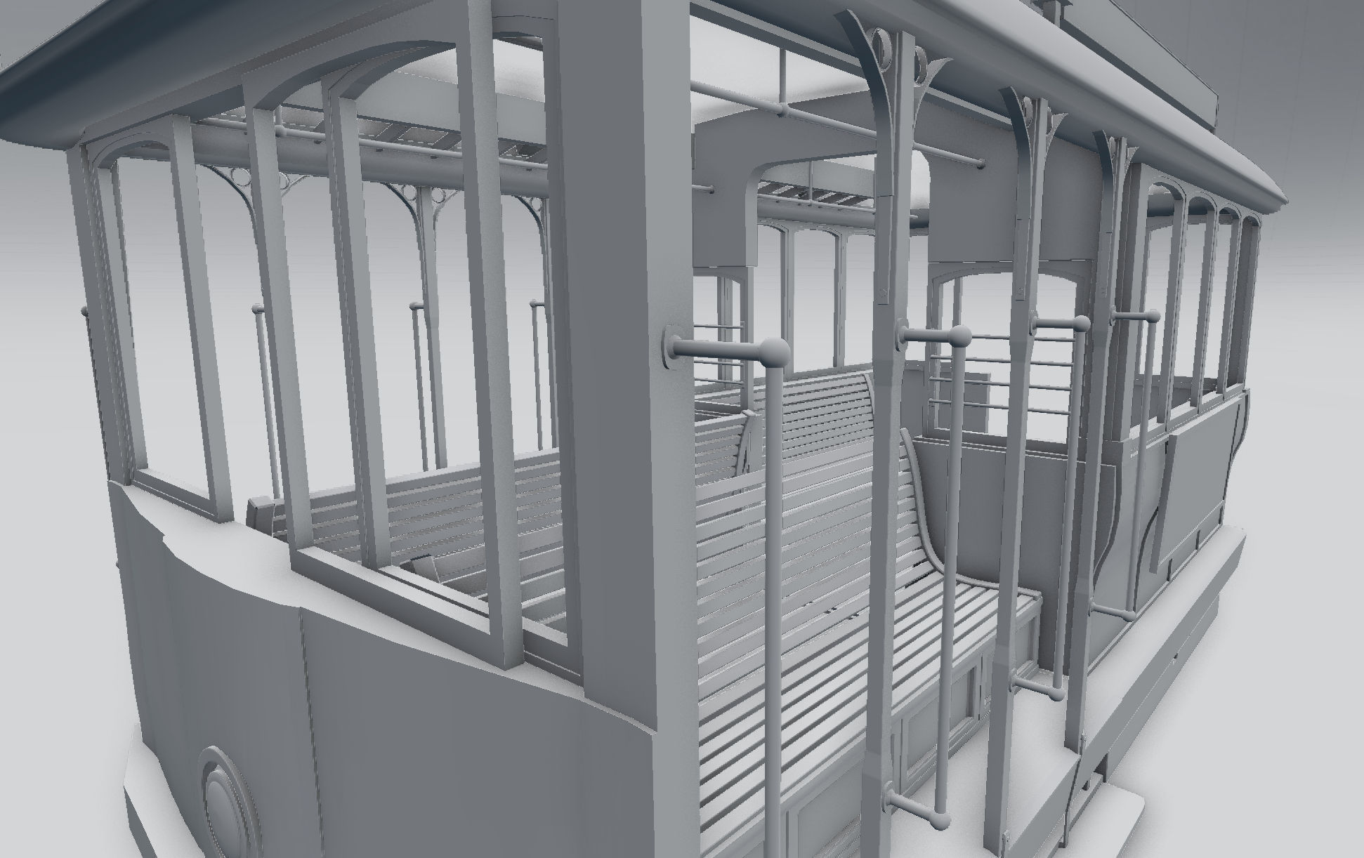 Trolley tram car 3D model_1
