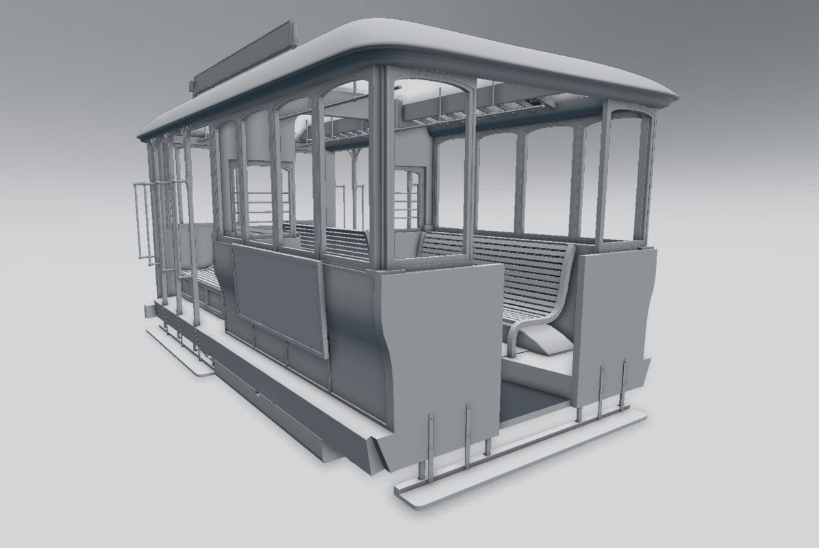 Trolley tram car 3D model_4