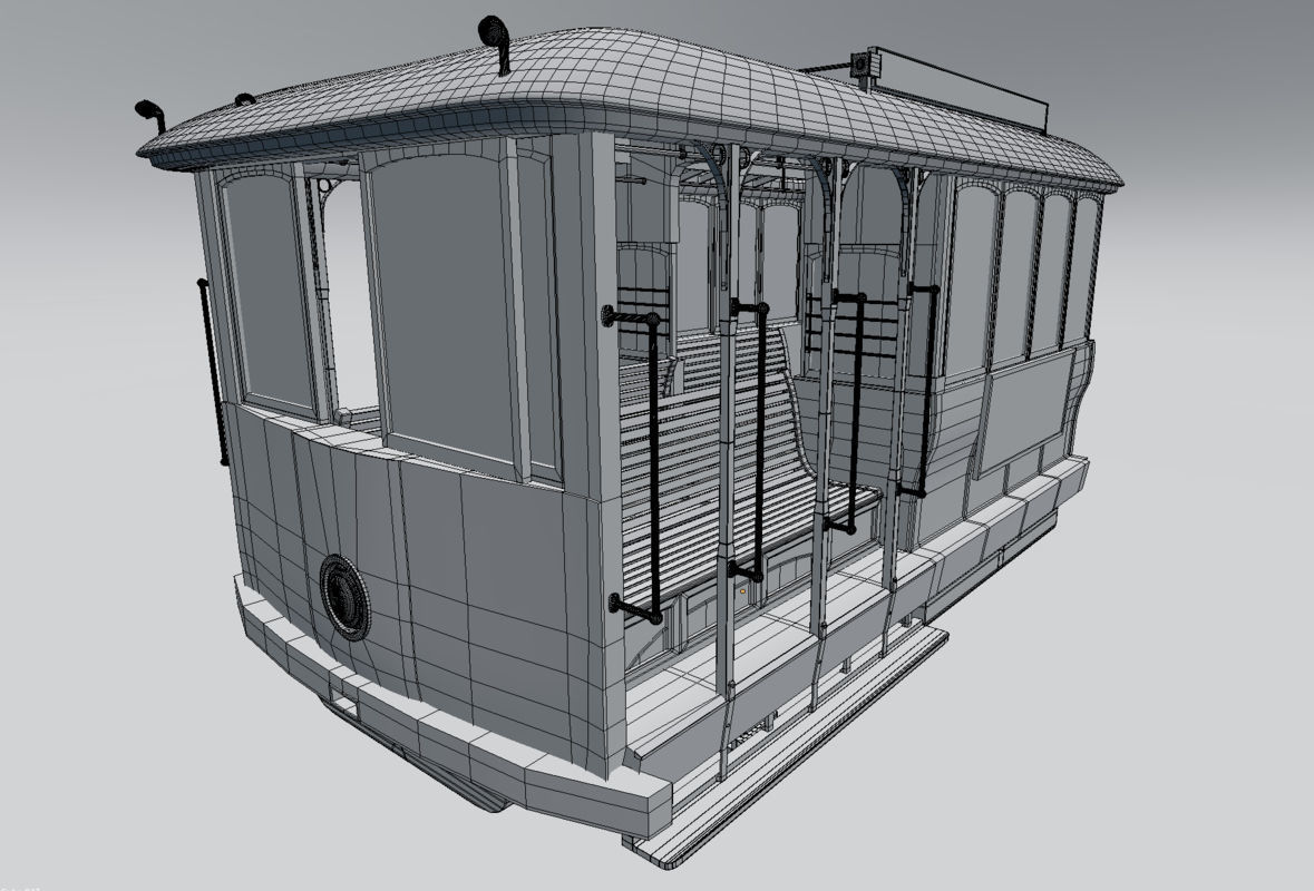 Trolley tram car 3D model_2