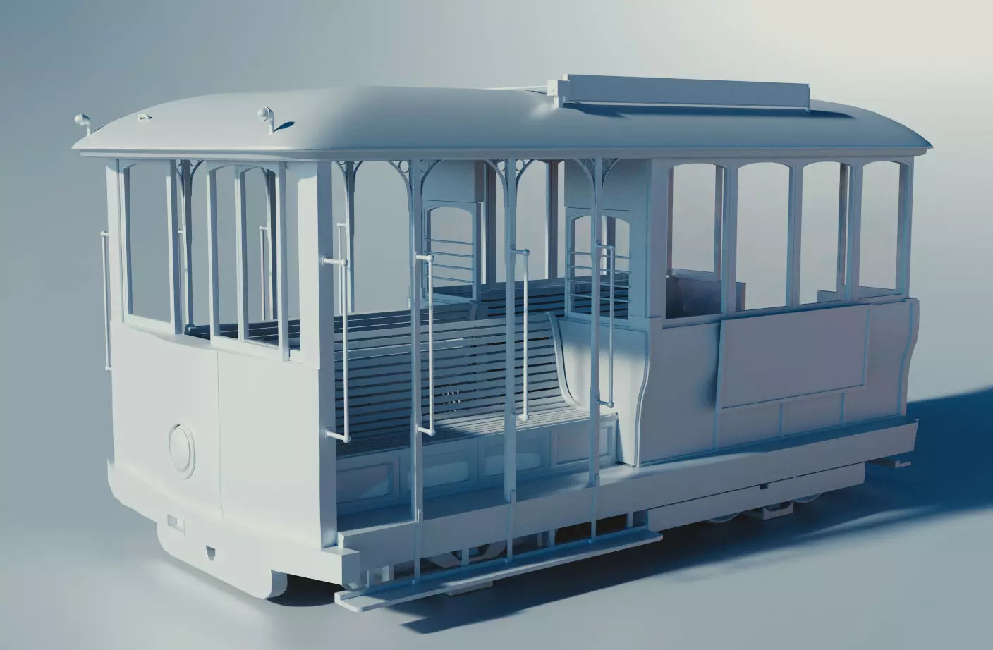 Trolley tram car 3D model_0