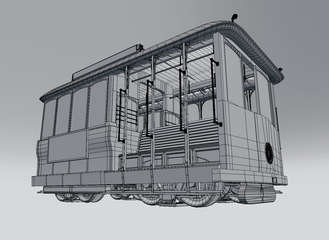 Trolley tram car 3D model_3