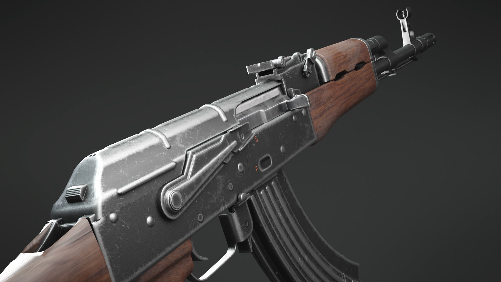 AK47 for Gameasset Low-poly 3D model_1