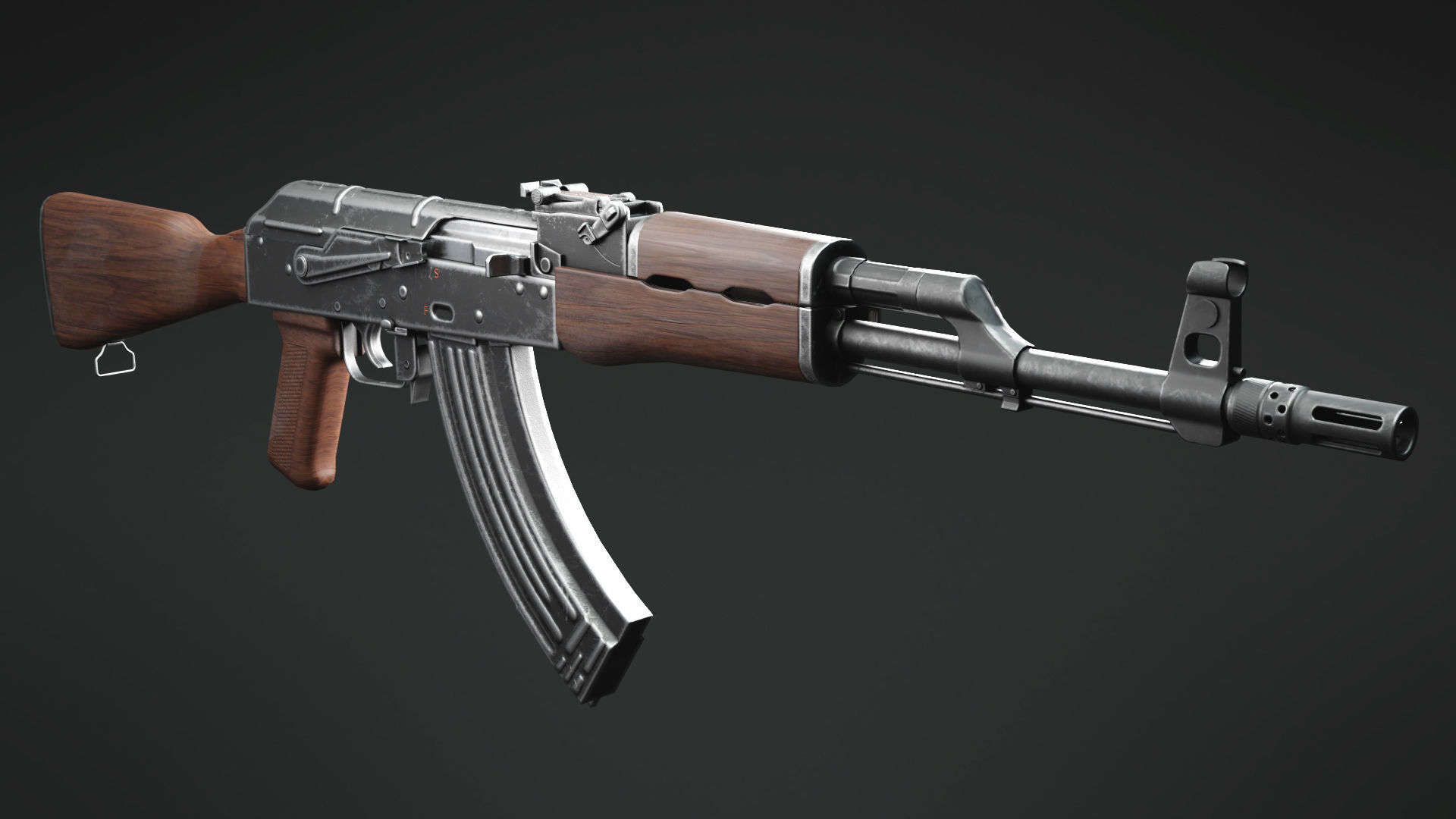 AK47 for Gameasset Low-poly 3D model_2