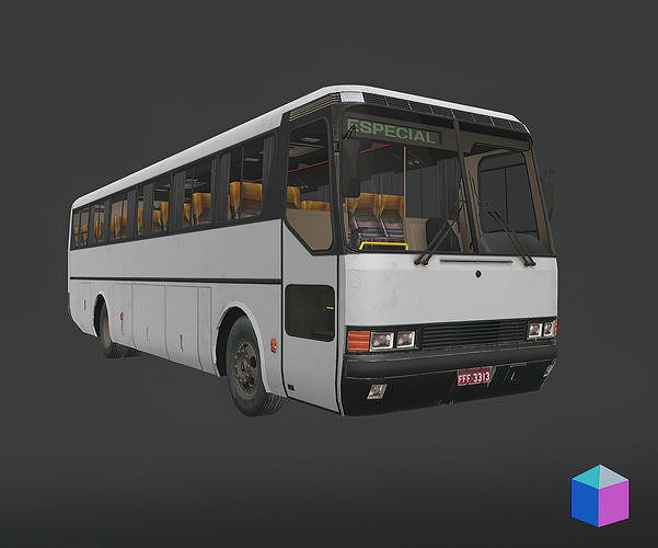 Mercedes-Benz MB O-371R 1989 Coach Bus Free low-poly 3D model