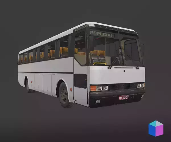 Mercedes-Benz MB O-371R 1989 Coach Bus Free low-poly 3D model