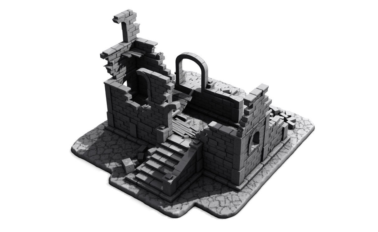 Medieval ruins 3D print model_1