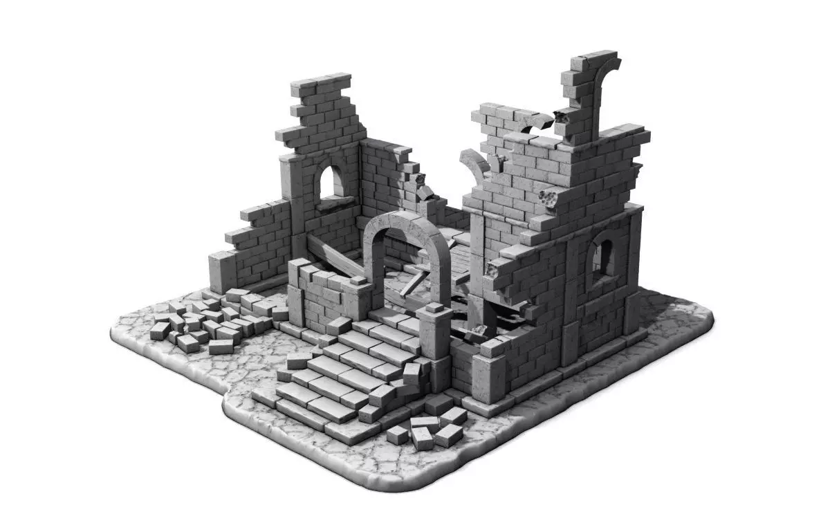 Medieval ruins 3D print model_0