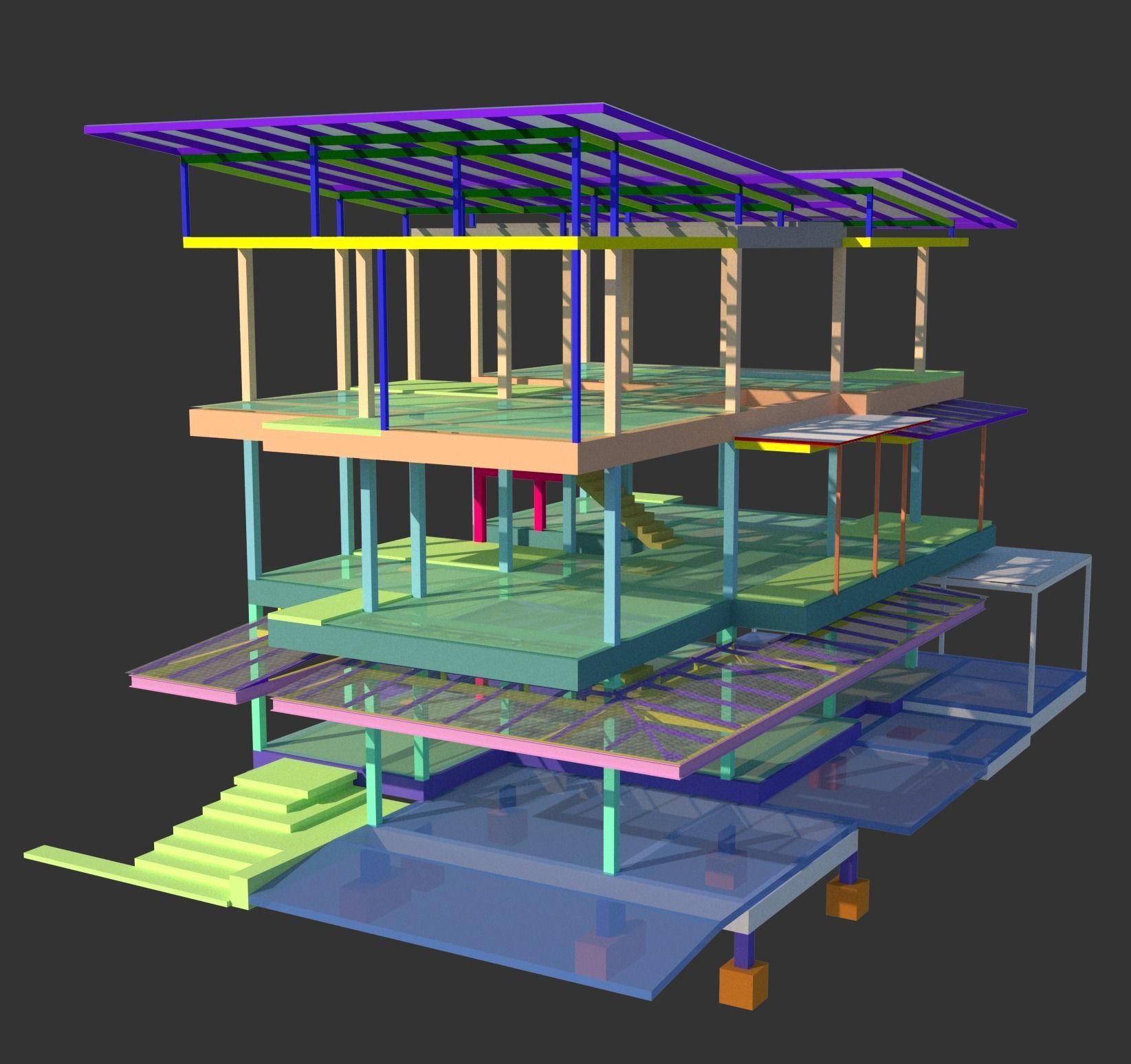 3rd Step Housing For 1 Family with Simple Structure Analysis 3D model_5