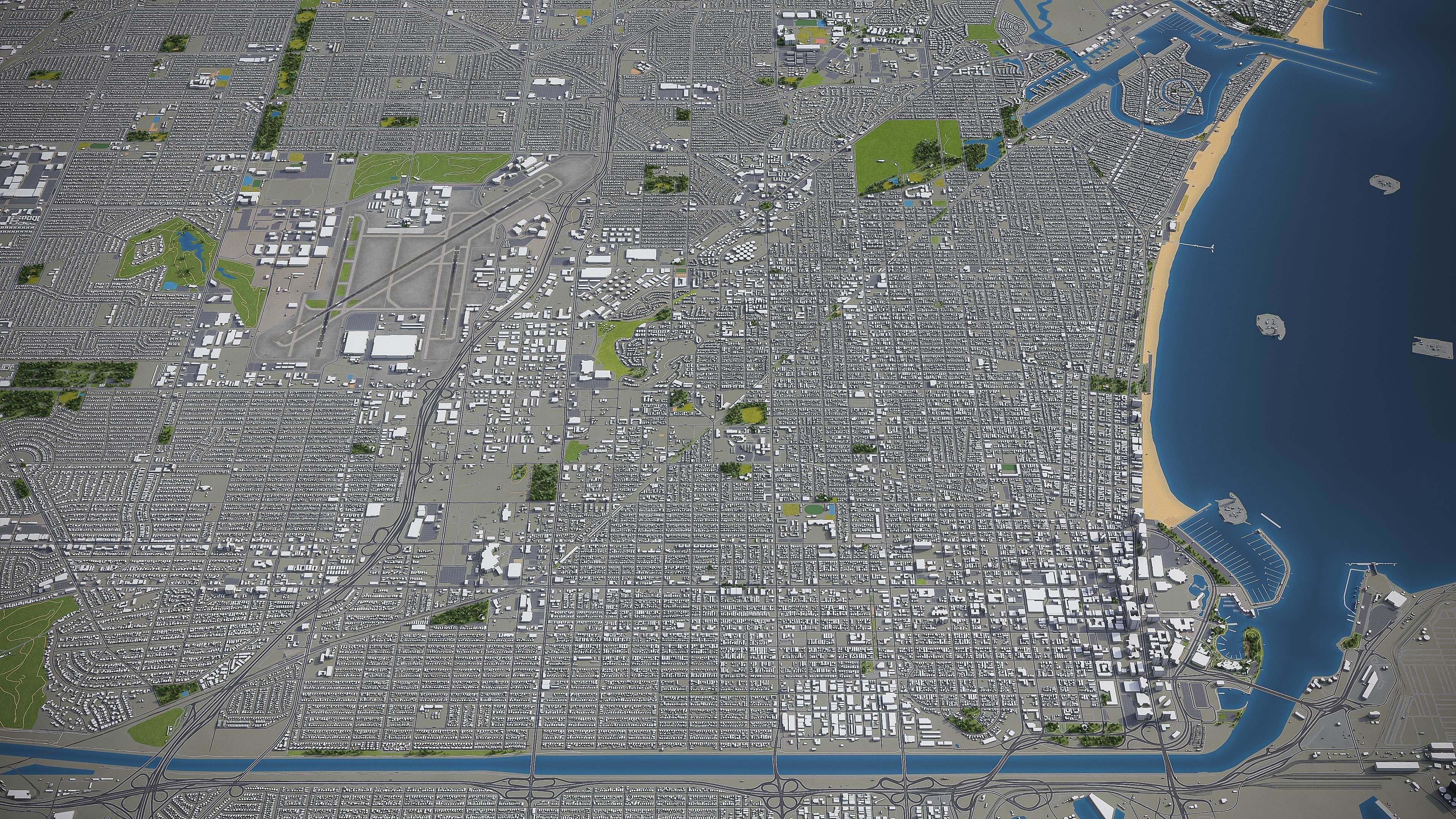 Long Beach - 3D City Model Low-poly 3D model_7