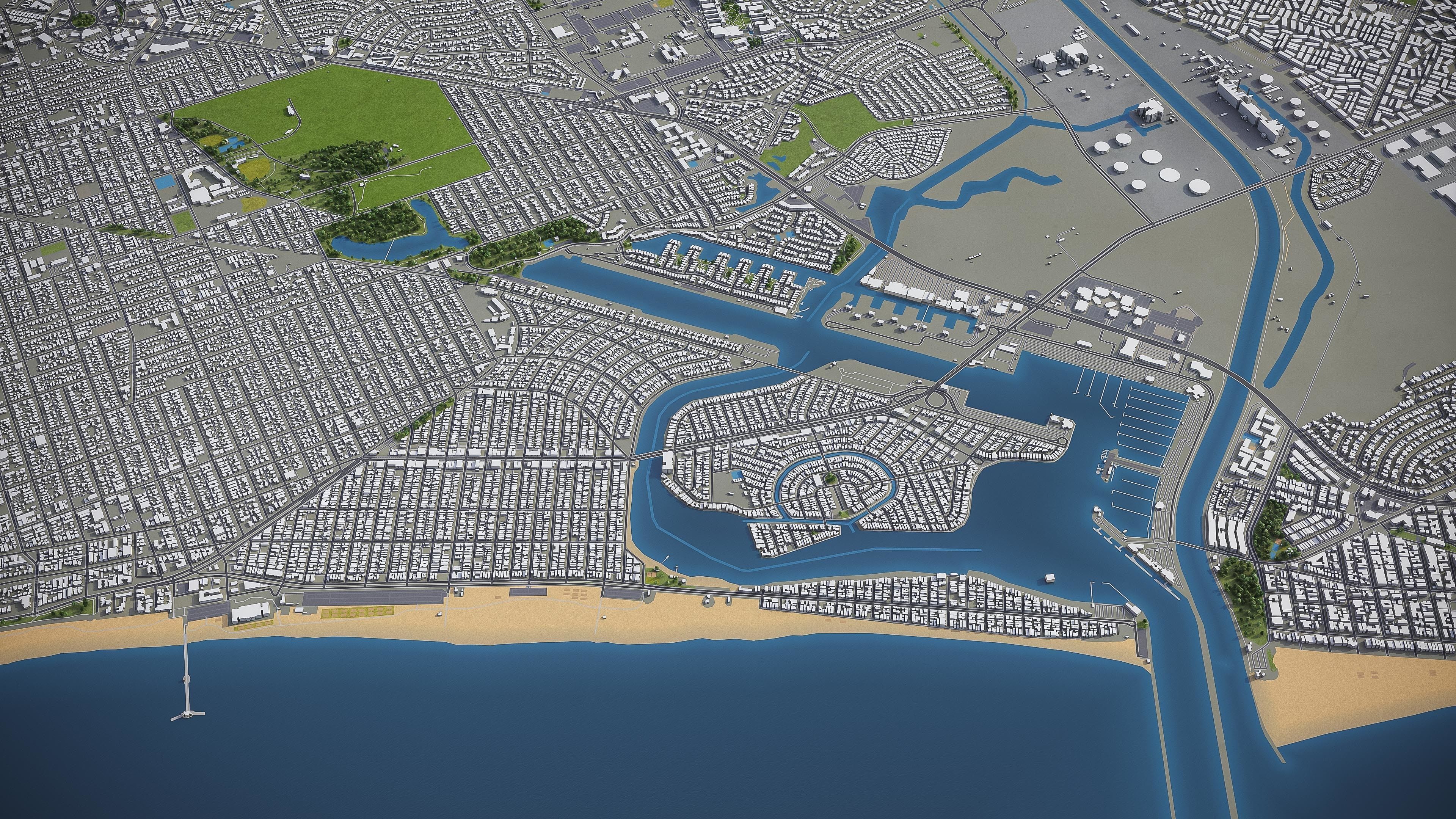 Long Beach - 3D City Model Low-poly 3D model_3