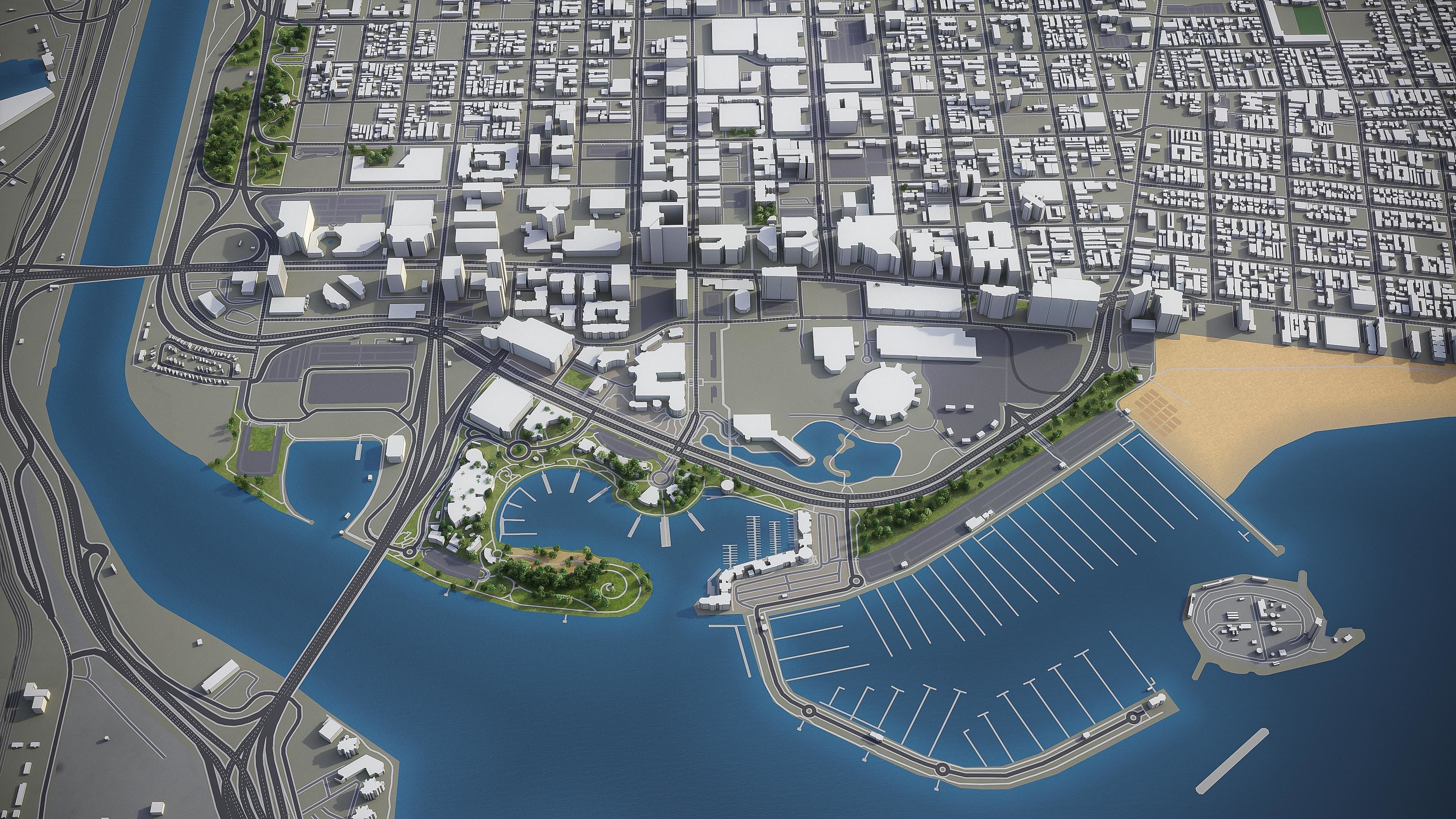 Long Beach - 3D City Model Low-poly 3D model_8