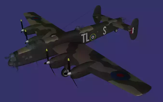 Handley Page Halifax Free low-poly 3D model