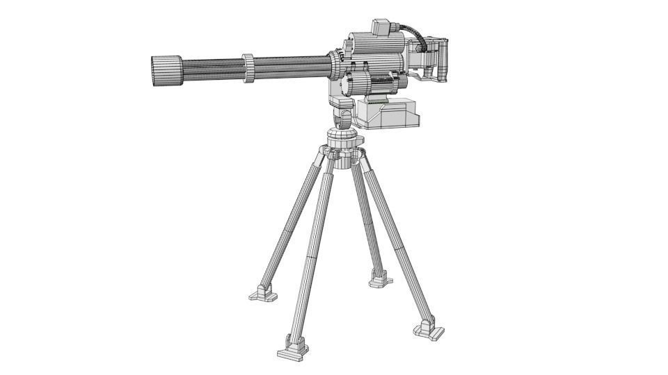 Low Poly Sentry Gun Low-poly 3D model_13