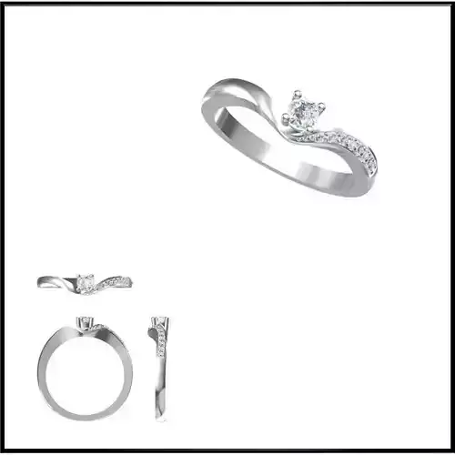 JCD Format  Diamond solitaire rings jewelry cad institute 3D print model