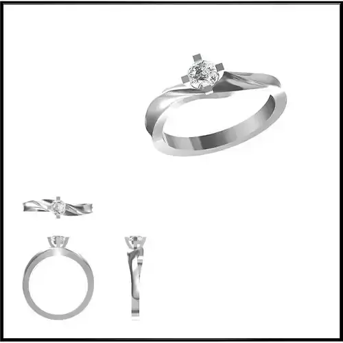 JCD Format Art deco solitaire ring ring cad