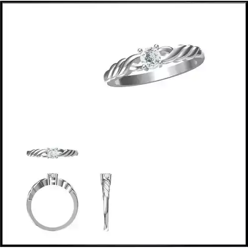 JCD Format Art deco solitaire ring jewelry cad