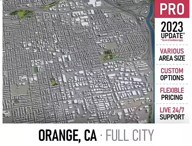 Orange - 3D City Model Low-poly 3D model