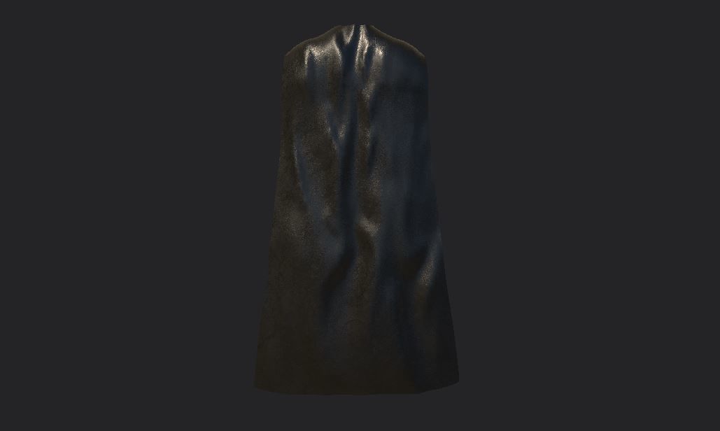 Superhero Cape Low Poly Base Mesh Leather Textured Low-poly 3D model_2