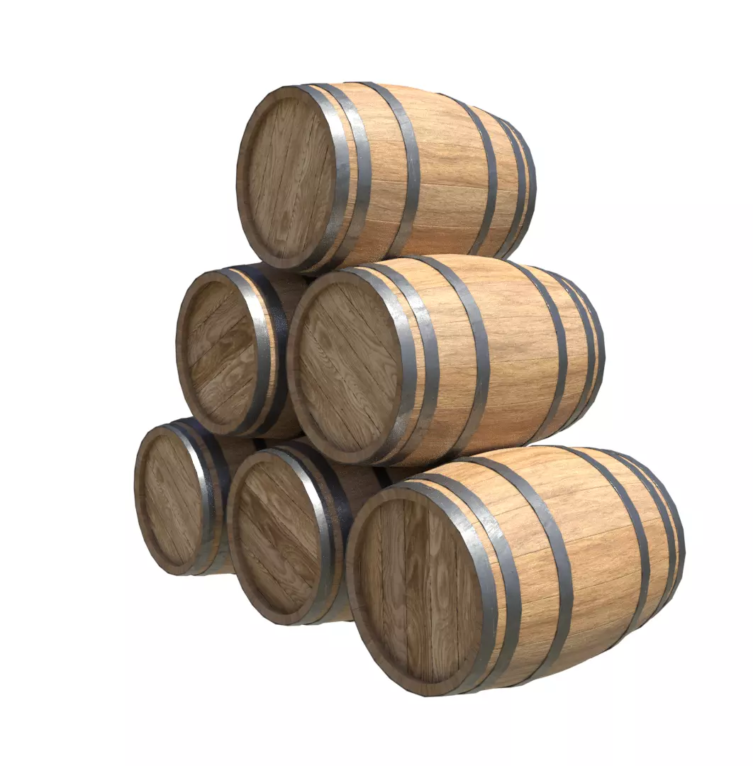 BarrelsWoodNew four wooden barrels Low-poly 3D model_0