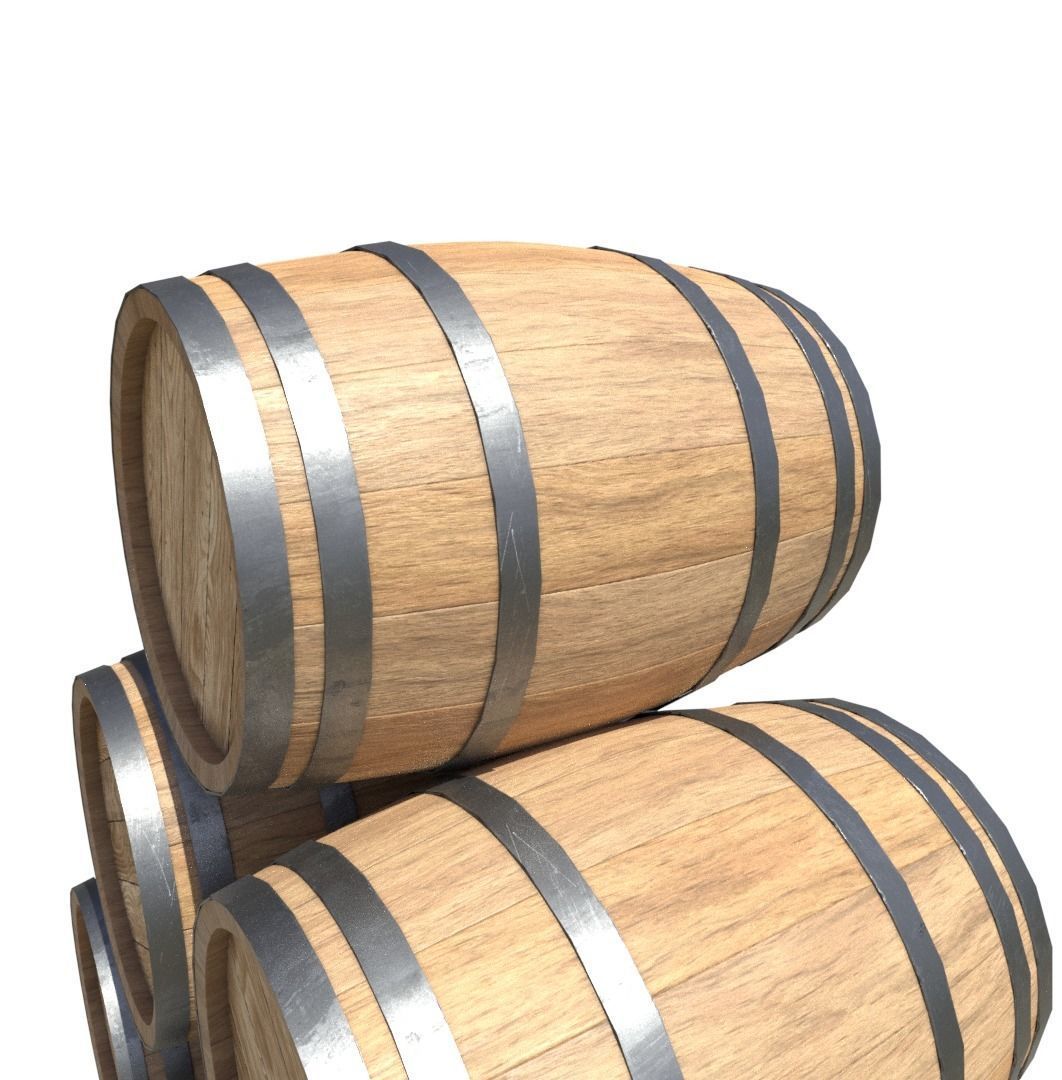 BarrelsWoodNew four wooden barrels Low-poly 3D model_6