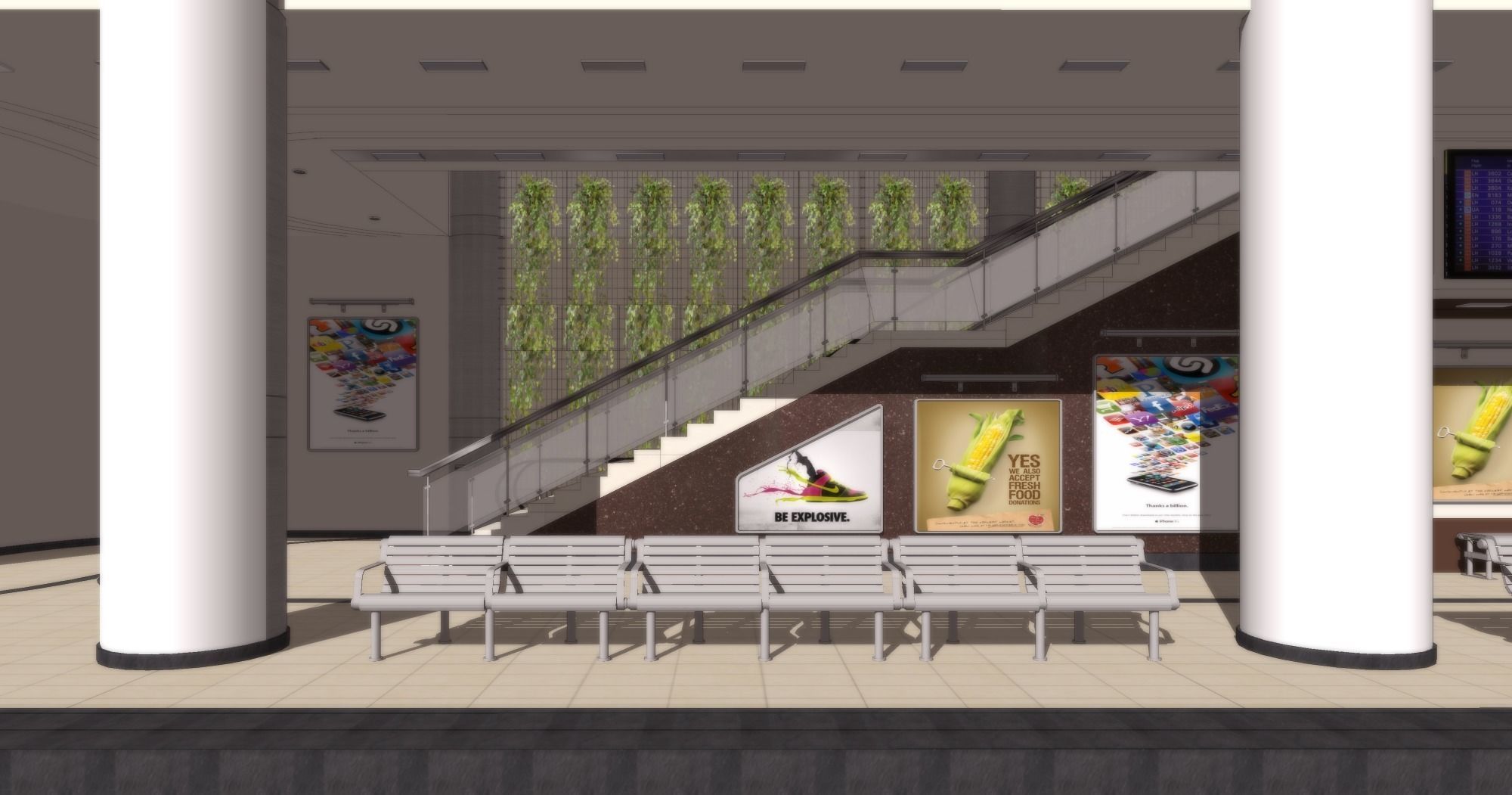  Interior Train Station Waiting Area 3D model_3
