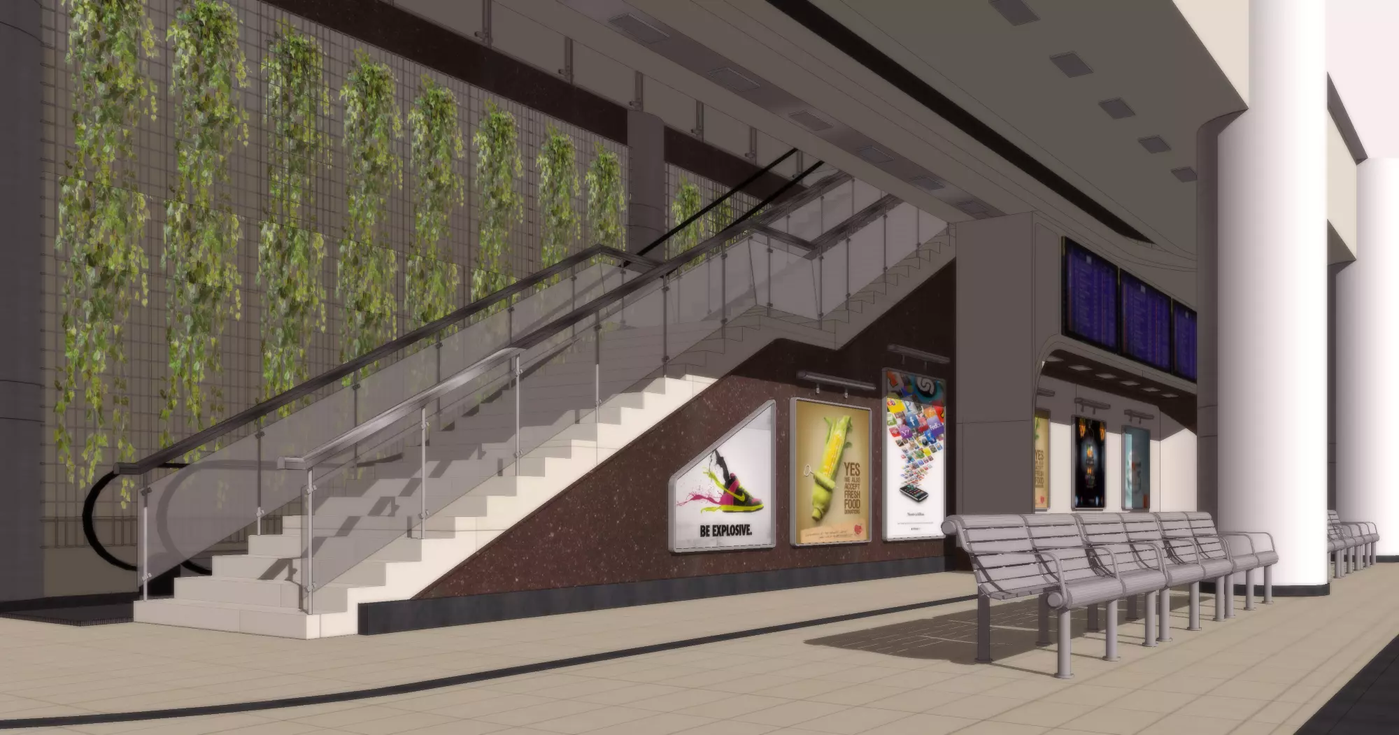  Interior Train Station Waiting Area 3D model_0