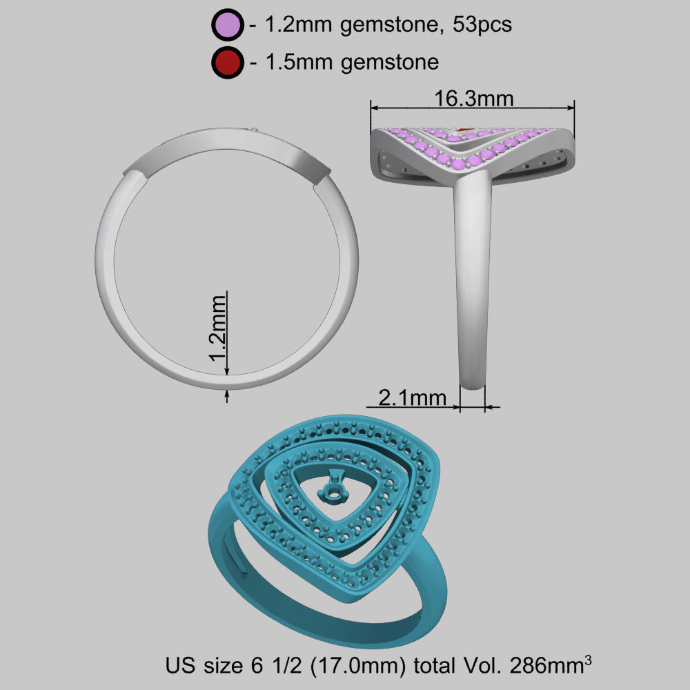Triangles Golden Ring 3D print model_19