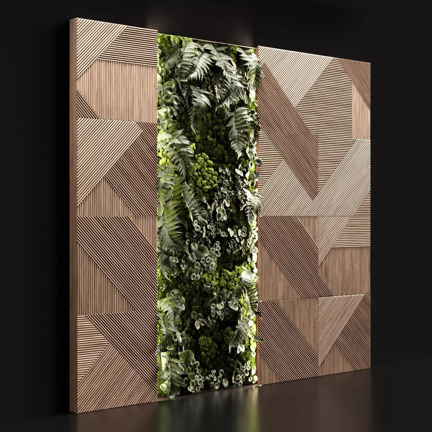 Wooden panels and vertical garden 2 3D model_0