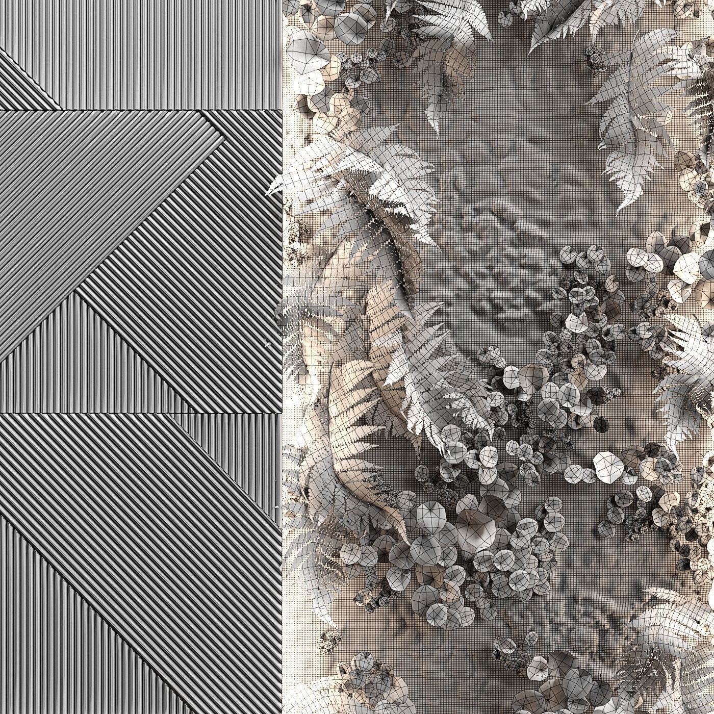 Wooden panels and vertical garden 2 3D model_2