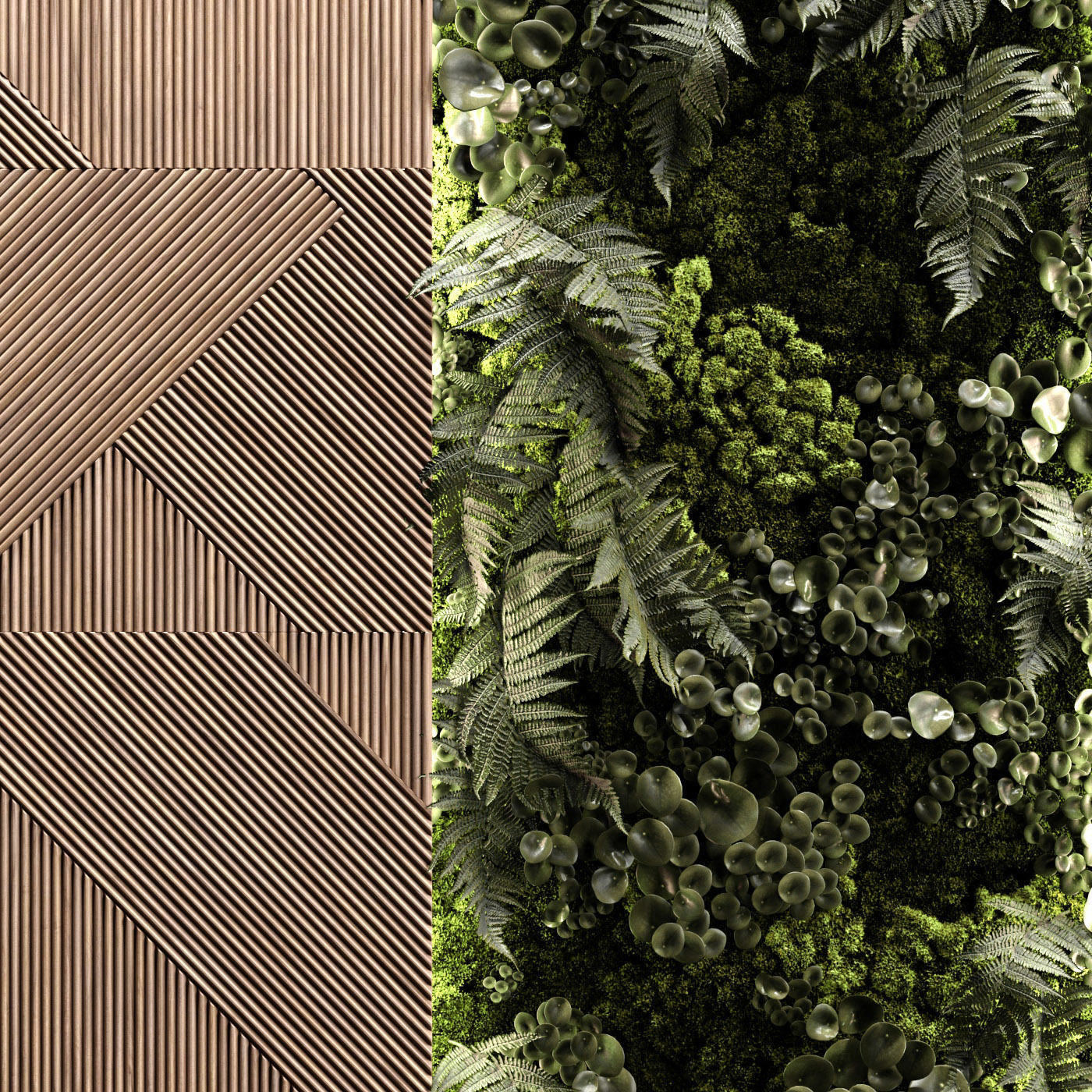 Wooden panels and vertical garden 2 3D model_1