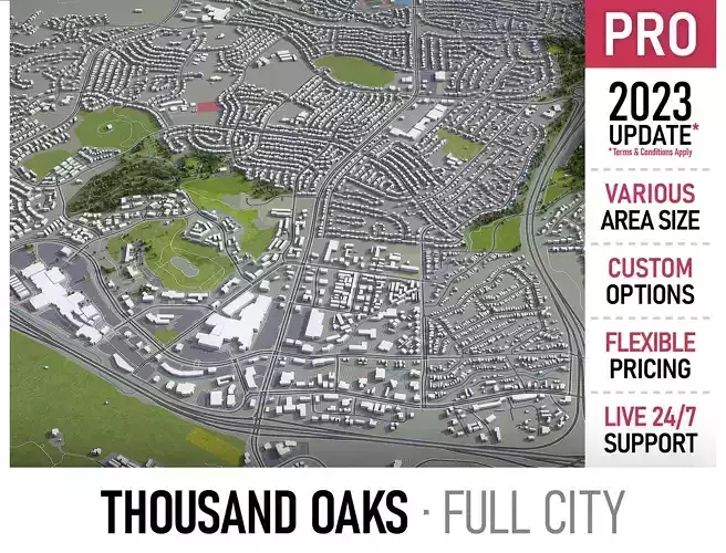 Thousand Oaks  Low-poly 3D model