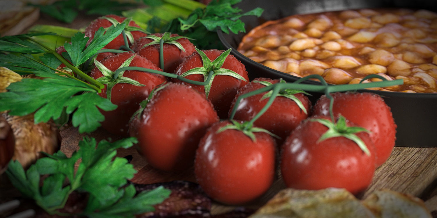 Full English Breakfast platter Low-poly 3D model_2