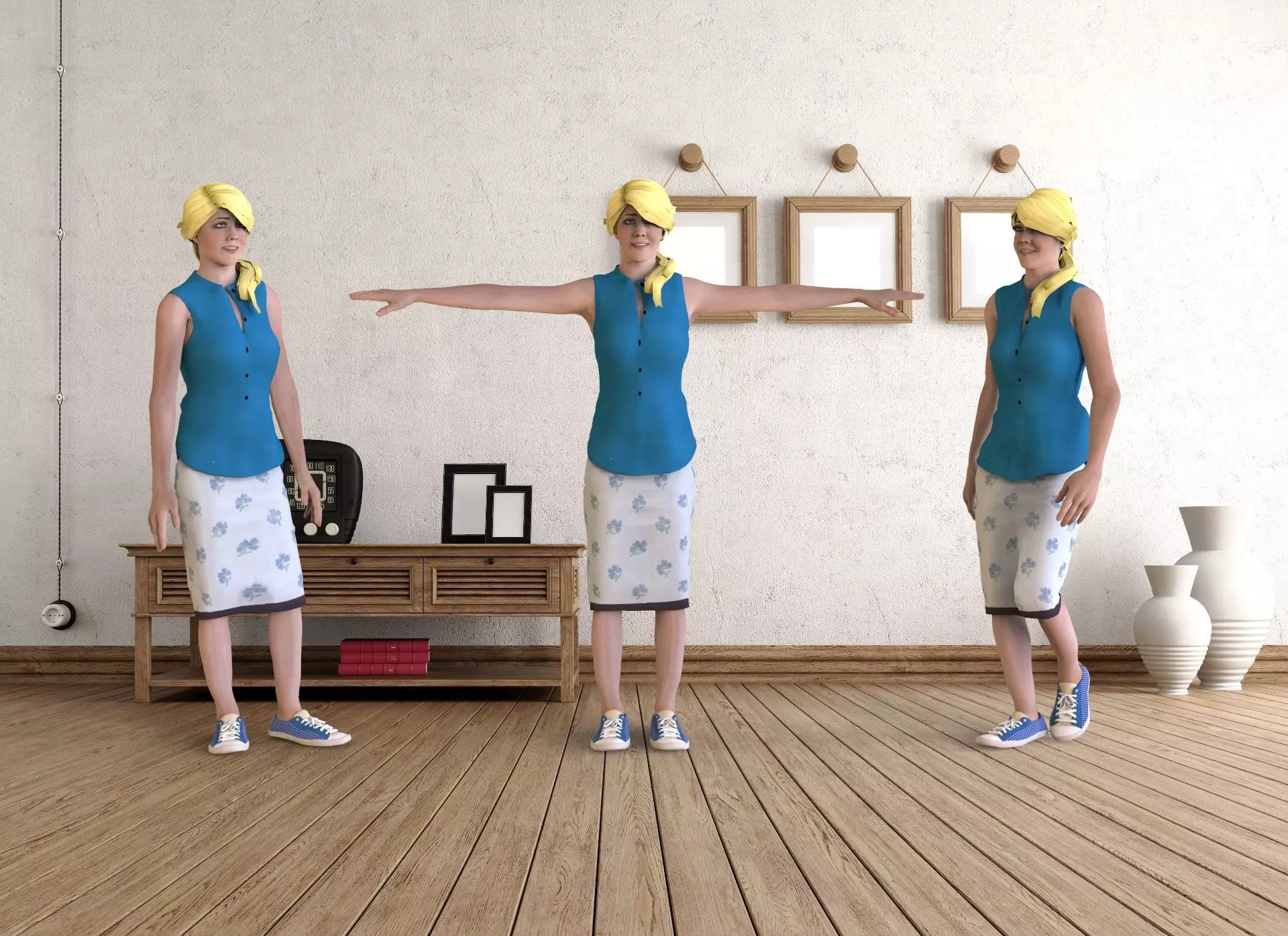 Tamara - Female human character 3D model with animation 3D model_0