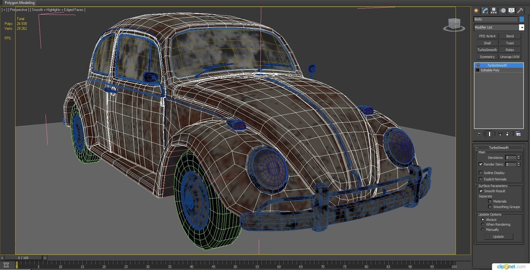 Volkswagen fusca Rusty 3D model_10
