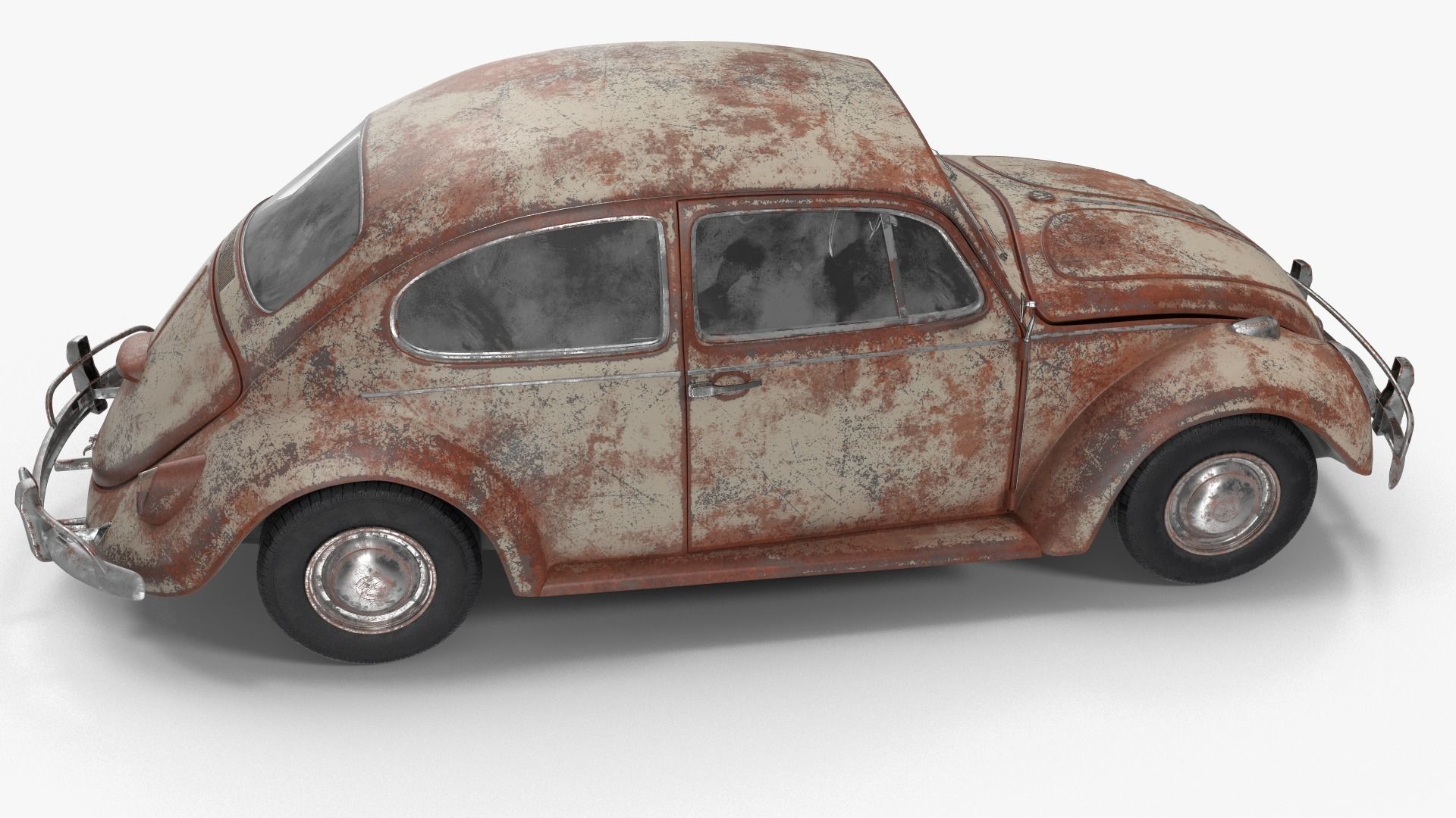 Volkswagen fusca Rusty 3D model_2