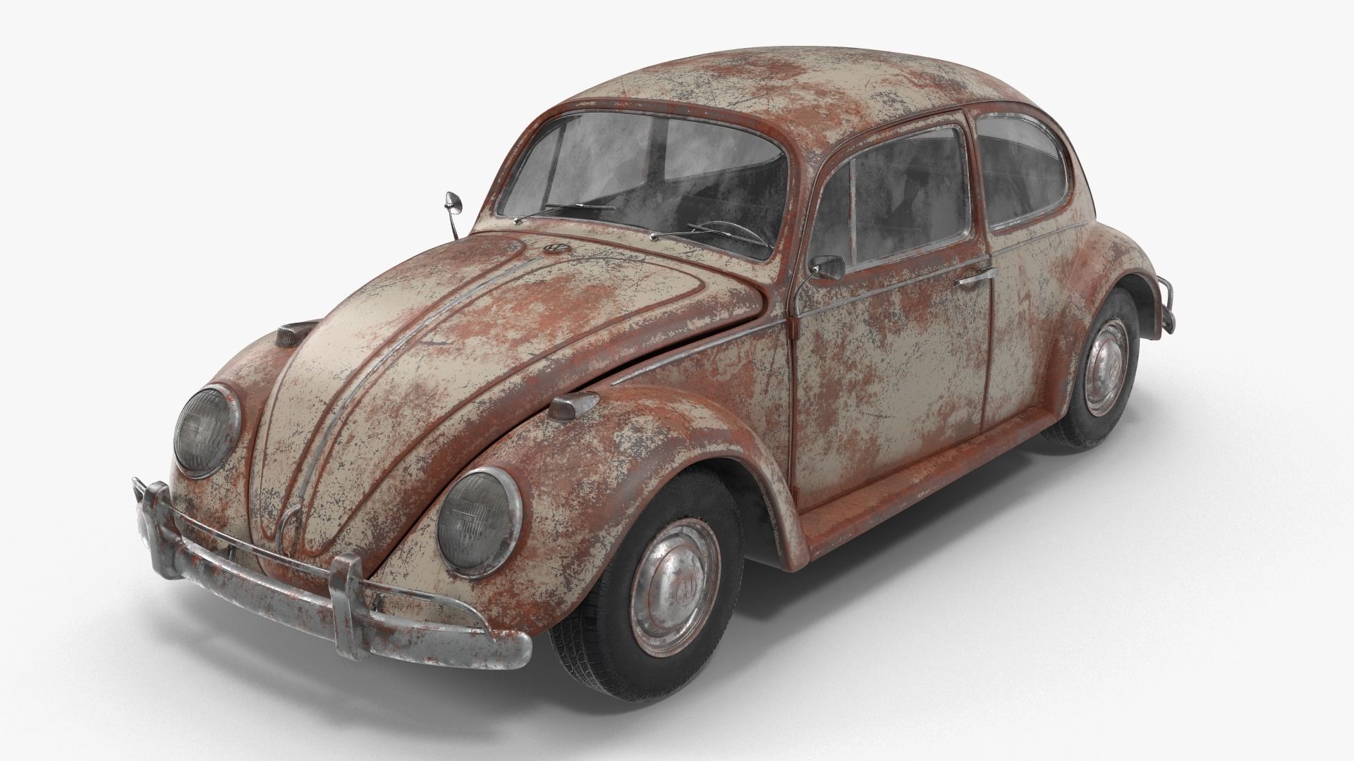 Volkswagen fusca Rusty 3D model_4
