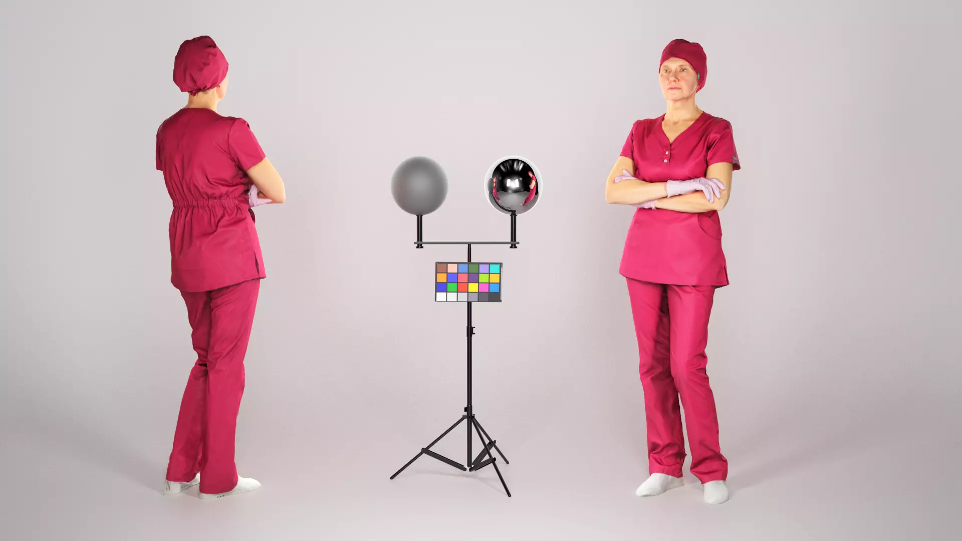 Adult surgical nurse in red uniform 125 Low-poly 3D model_0