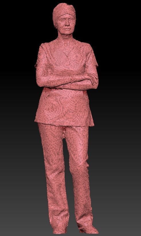 Adult surgical nurse in red uniform 125 Low-poly 3D model_6