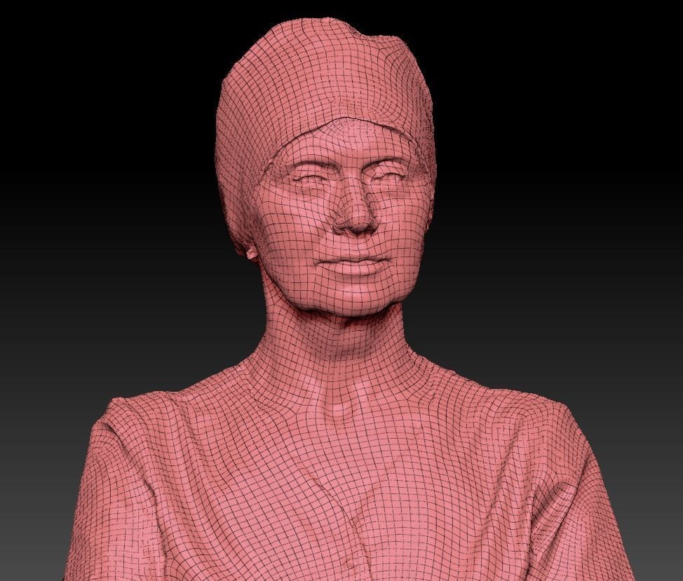 Adult surgical nurse in red uniform 125 Low-poly 3D model_7